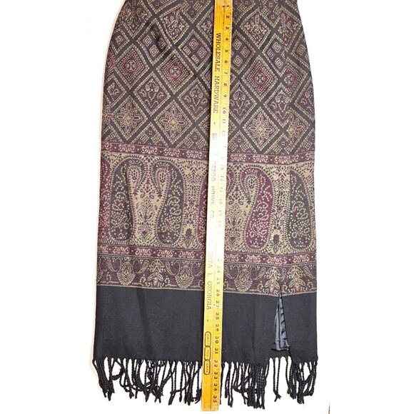 Pursuits Ltd. Womens Sz 6 Paisley Fringe Hem Black Western Boho Gypsy Skirt - Picture 9 of 9